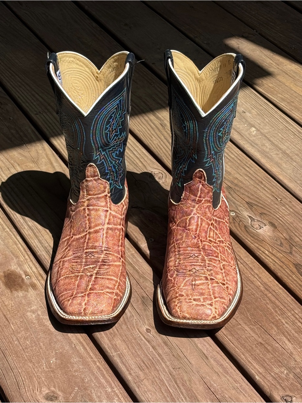 Anderson Bean Terra Vintage Elephant Cowboy Boots Square Toe Size 11EE